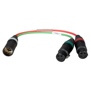 AMBIENT Stereo cable adapter, 2x XLR-3F to XLR-5M, red / green, 0,25 m