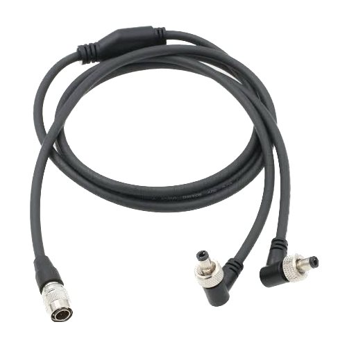 JBS Hirose 4p male > Dual Right-Angle Coax Locking DC Power Cable - 40cm