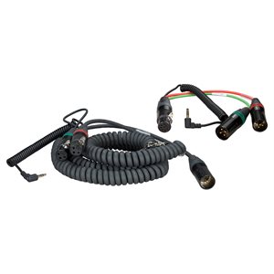 AMBIENT Coiled mixer / camera loom, 2x XLR-3F + 3.5 mm TRS + HBY7-35W