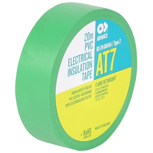Advance Tapes AT7 Electrical Tape PPVC Flame Retardant  Green 19mm x 20m