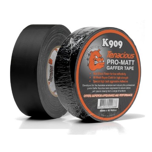 Tenacious K909 Matt Gaffer Tape Black 48mmx40m